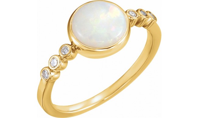 14K Yellow Opal & 1/10 CTW Diamond Ring