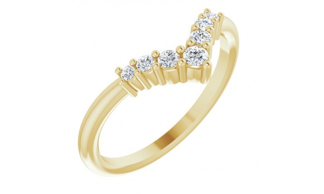 14K Yellow Diamond Graduated V Ring