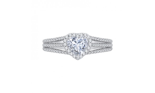 Shah Luxury 14K White Gold Heart Diamond Halo Engagement Ring with Split Shank (Semi-Mount)