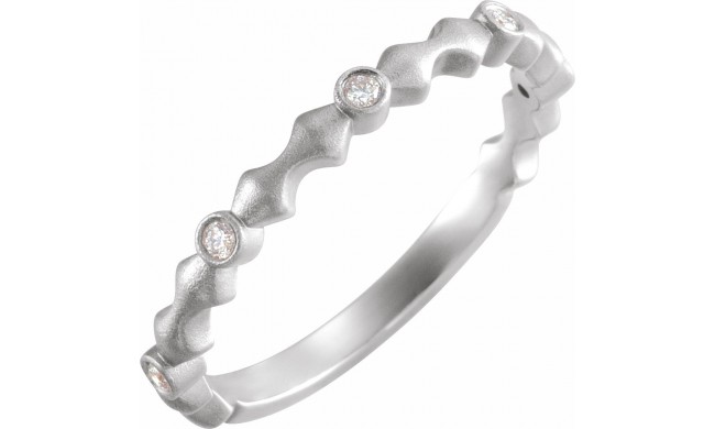 14K White .07 CTW Diamond Anniversary Band with Bead Blast Finish