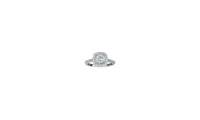 14k White 0.50ct Diamond Double Halo Semi Mount Engagement Ring