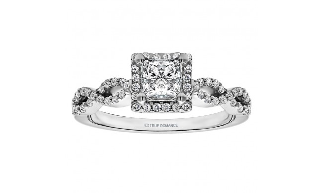 Platinum 0.33ct Diamond Halo Semi Mount Engagement Ring