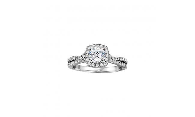 Platinum 0.48ct Diamond Halo Semi Mount Engagement Ring