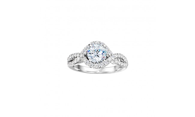 Platinum 0.74ct Diamond Halo Semi Mount Engagement Ring