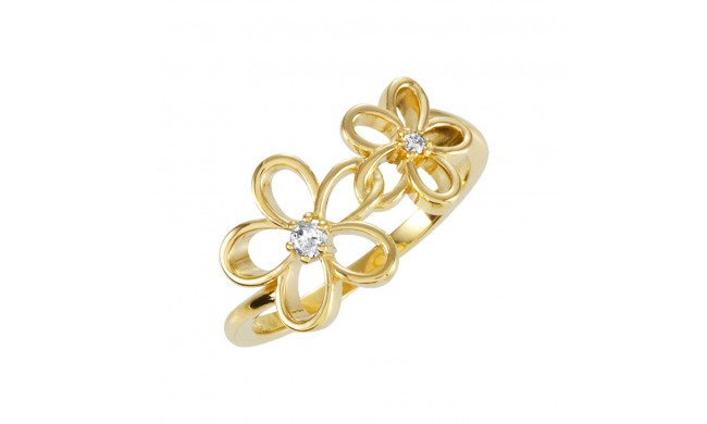 14k Yellow Gold Diamond Floral Fashion Ring