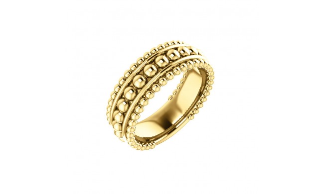 14k Yellow Gold Wide Beaded Fashion Ring