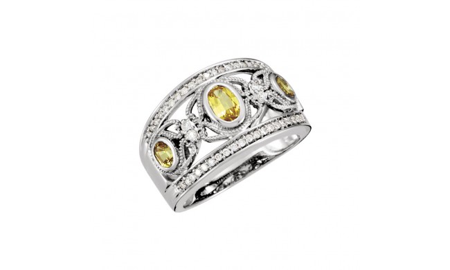 14k White Gold Yellow Sapphire and Diamond Butterfly Band