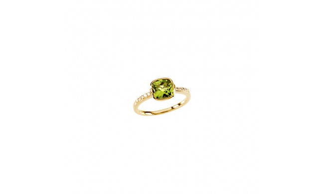 14k Yellow Gold Diamond and Peridot Stackable Ring