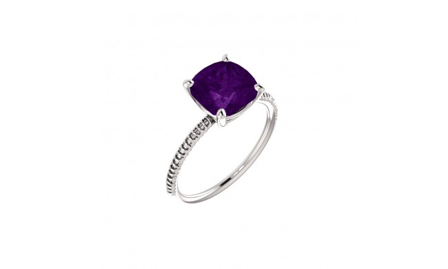 14k White Gold Amethyst Fashion Ring