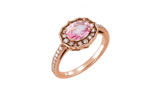 14k Rose Gold 1/3ct Diamond and Pink Topaz Ring