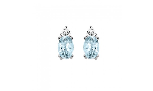 Gems One 10Kt White Gold Diamond (1/20Ctw) & Aquamarine (5/8 Ctw) Earring