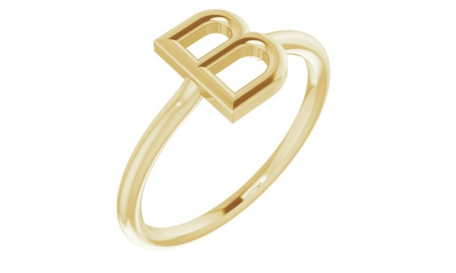 14K Yellow Initial B Ring