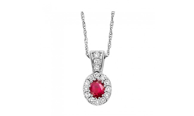 Gems One 14Kt White Gold Diamond (1/8Ctw) & Ruby (1/6 Ctw) Pendant