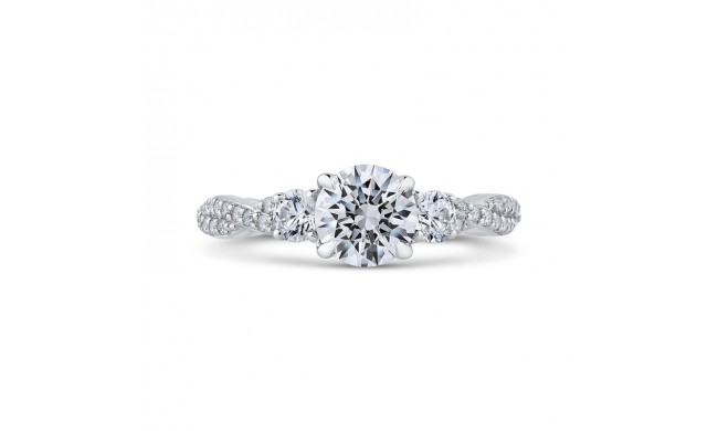 Shah Luxury 14K White Gold Round Diamond Engagement Ring with Split Shank (Semi-Mount)