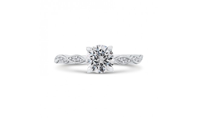 Shah Luxury 14K White Gold Round Diamond Floral Engagement Ring (Semi-Mount)