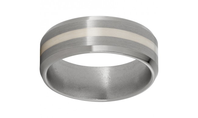 Titanium Beveled Edge Band with a 2mm Sterling Silver Inlay and Satin Finish