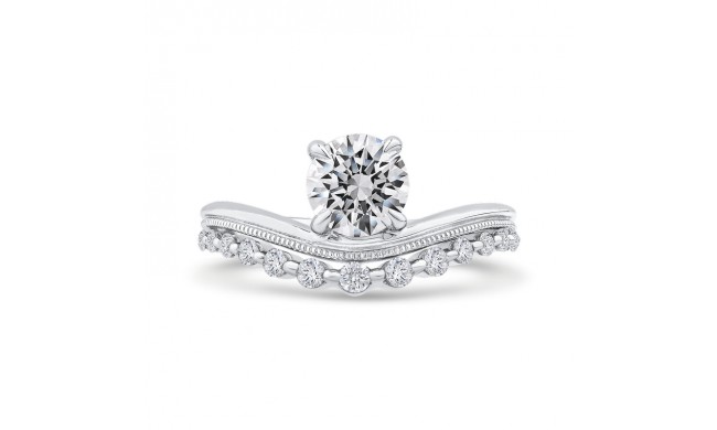 Shah Luxury 14K White Gold Round Cut Diamond Engagement Ring (Semi-Mount)