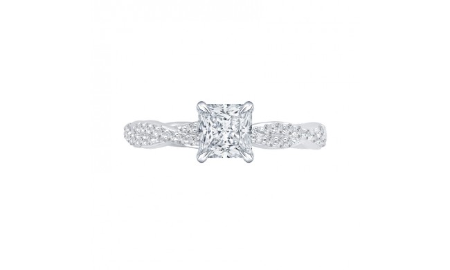 Shah Luxury 14K White Gold Princess Diamond Engagement Ring with Criss-Cross Shank (Semi-Mount)