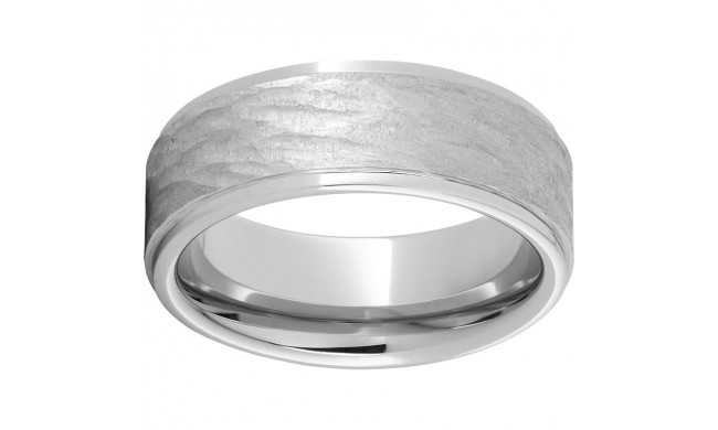 Serinium Flat Band with Grooved Edges and Bark Finish