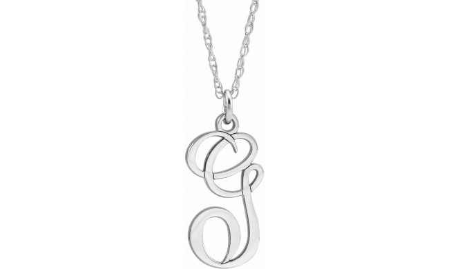 14K White Script Initial G 16-18 Necklace