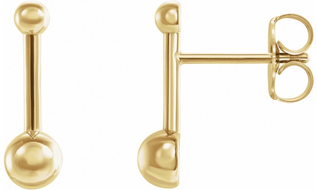 14K Yellow Bar & Ball Earrings