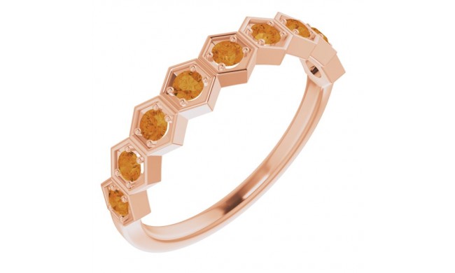 14K Rose Citrine Stackable Ring