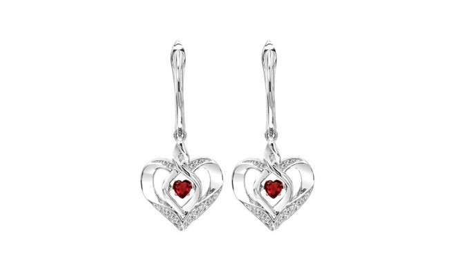 Gems One Silver Diamond (1/50 Ctw) & Created-Garnet (1/8 Ctw) Earring