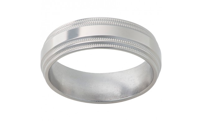 Titanium Flat Band with Double Milgrain Grooved Edges and Polish Finish