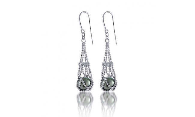 Imperial Pearl Sterling Silver Tahitian Pearl Lace Earrings