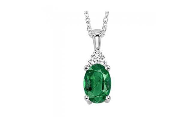 Gems One 10Kt White Gold Diamond (1/50Ctw) & Emerald (1/2 Ctw) Pendant