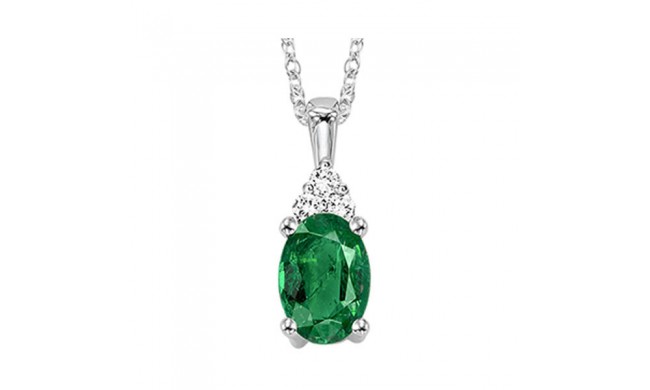 Gems One 10Kt White Gold Diamond (1/50Ctw) & Emerald (1/2 Ctw) Pendant