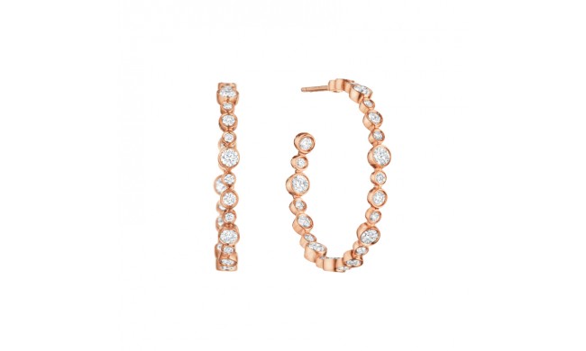 Henri Daussi 14k Rose Gold Diamond Hoop Earrings