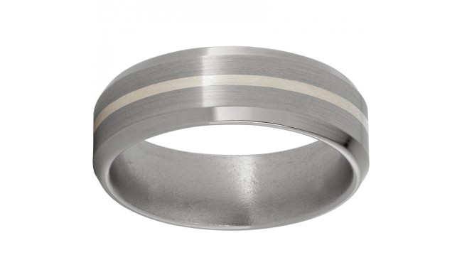Titanium Beveled Edge Band with a 1mm Sterling Silver Inlay and Satin Finish