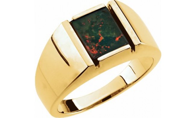 14K Yellow Bloodstone Men's Ring