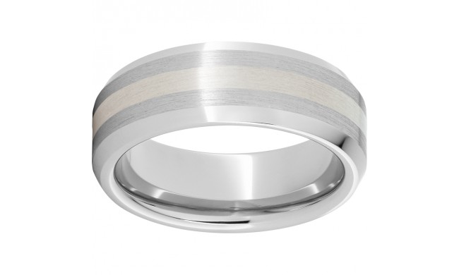 Serinium Beveled Edge Band with a 2mm Sterling Silver Inlay