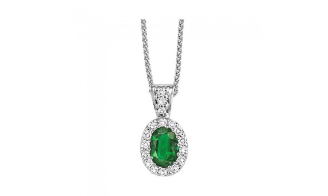 Gems One 14Kt White Gold Diamond (1/10Ctw) & Emerald (3/8 Ctw) Pendant