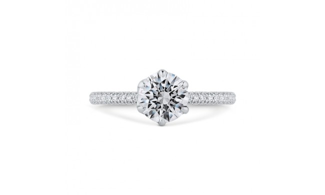 Shah Luxury 14K White Gold Round Cut Diamond Solitaire Plus Engagement Ring (Semi-Mount)