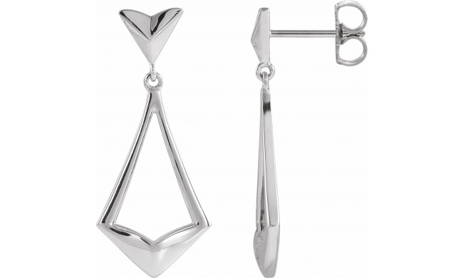 14K White Geometric Dangle Earrings with Backs