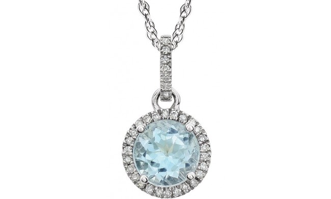 14K White Sky Blue Topaz & 1/10 CTW Diamond 18 Necklace
