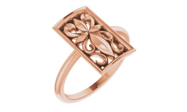14K Rose Vintage-Inspired Cross Ring
