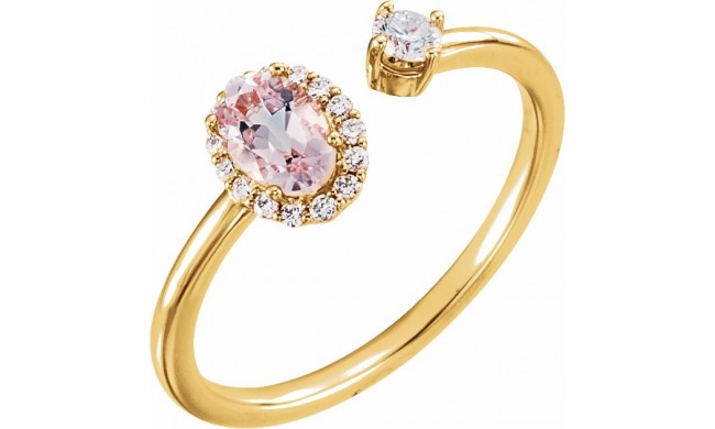 14K Yellow Morganite & 1/6 CTW Diamond Halo-Style Ring