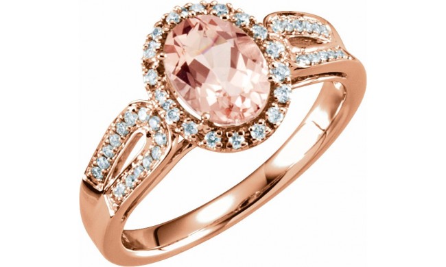 14K Rose Morganite & 1/5 CTW Diamond Ring