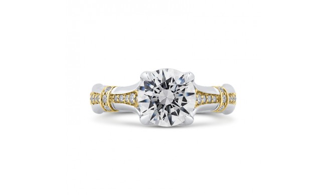 Shah Luxury 14K Two-Tone Gold Round Cut Diamond Floral Engagement Ring (Semi-Mount)