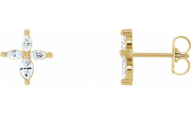 14K Yellow 1/3 CTW Diamond Cross Earrings