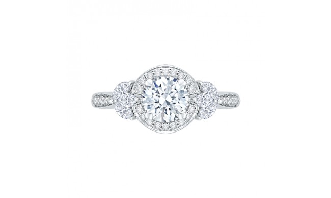 Shah Luxury Round Diamond Halo Engagement Ring In 14K White Gold (Semi-Mount)
