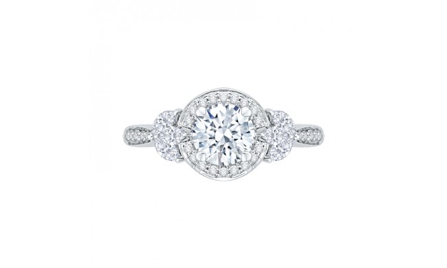 Shah Luxury Round Diamond Halo Engagement Ring In 14K White Gold (Semi-Mount)