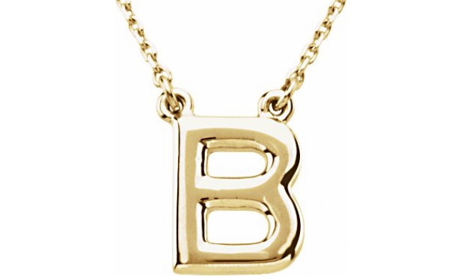 14K Yellow Block Initial B 16 Necklace