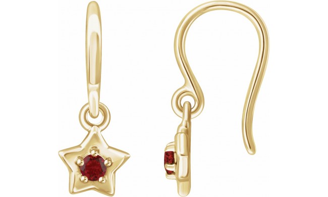 14K Yellow 3 mm Round January Youth Star Birthstone Earrings