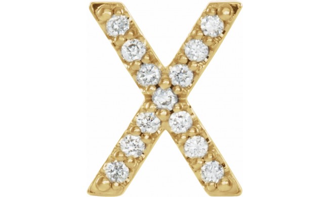 14K Yellow .06 CTW Diamond Single Initial X Earring