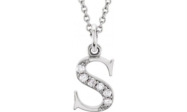 14K White .03 CTW Diamond Lowercase Initial s 16 Necklace